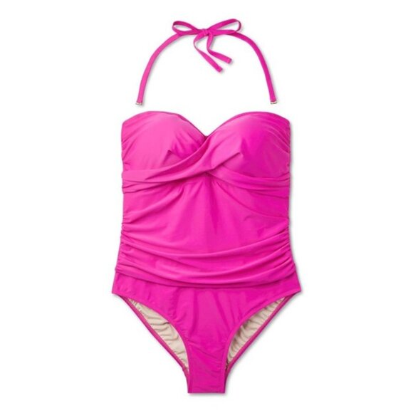Kona Sol Full Coverage Tummy Control Twist Front One Piece Swimsuit NWT - Picture 1 of 8